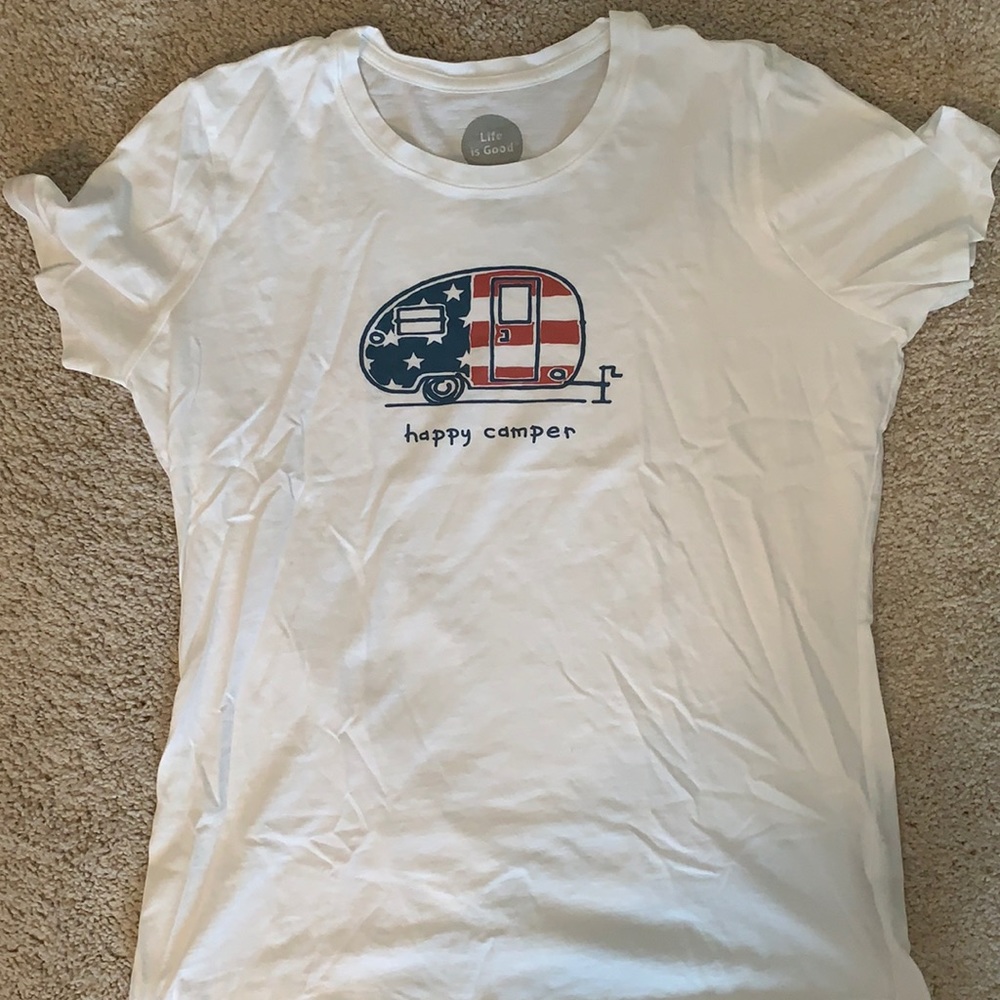 White, Life is Good t-shirt